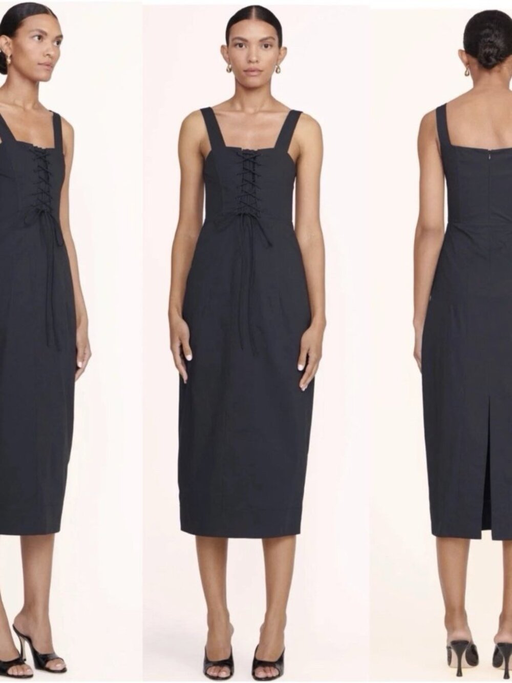 STAUD sutton lace up corset dress Sz 2 black Retails  $400